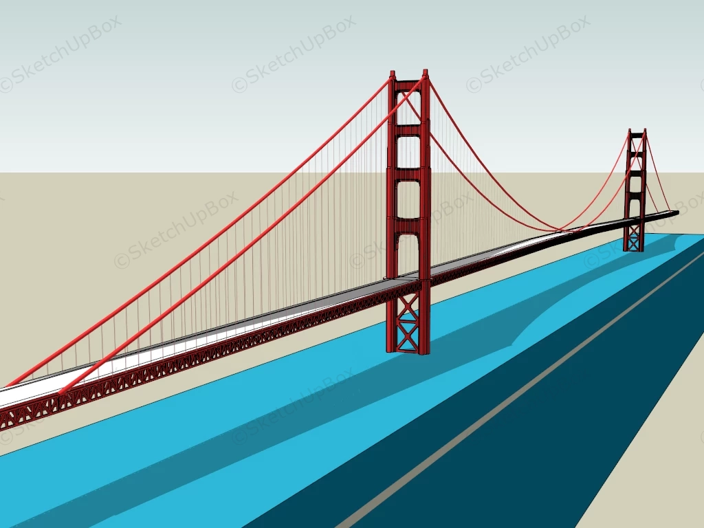 Suspension Bridge sketchup model preview - SketchupBox