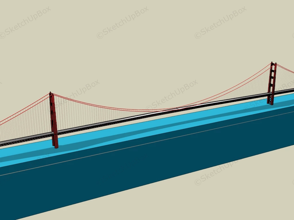 Suspension Bridge sketchup model preview - SketchupBox