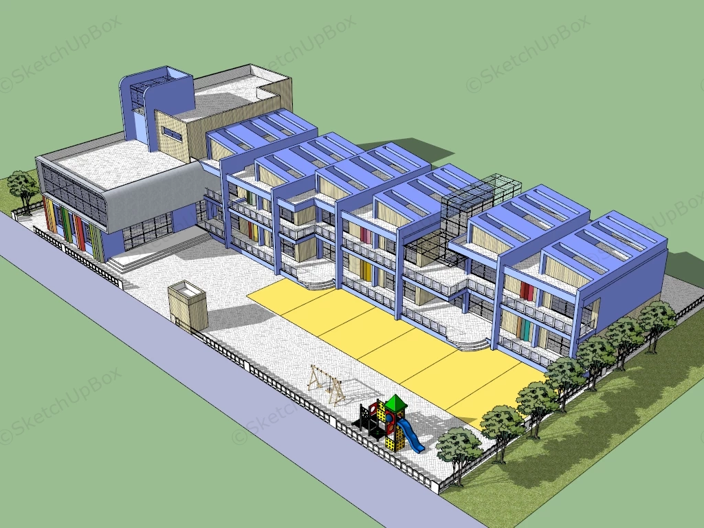 Kindergarten Architecture Design sketchup model preview - SketchupBox