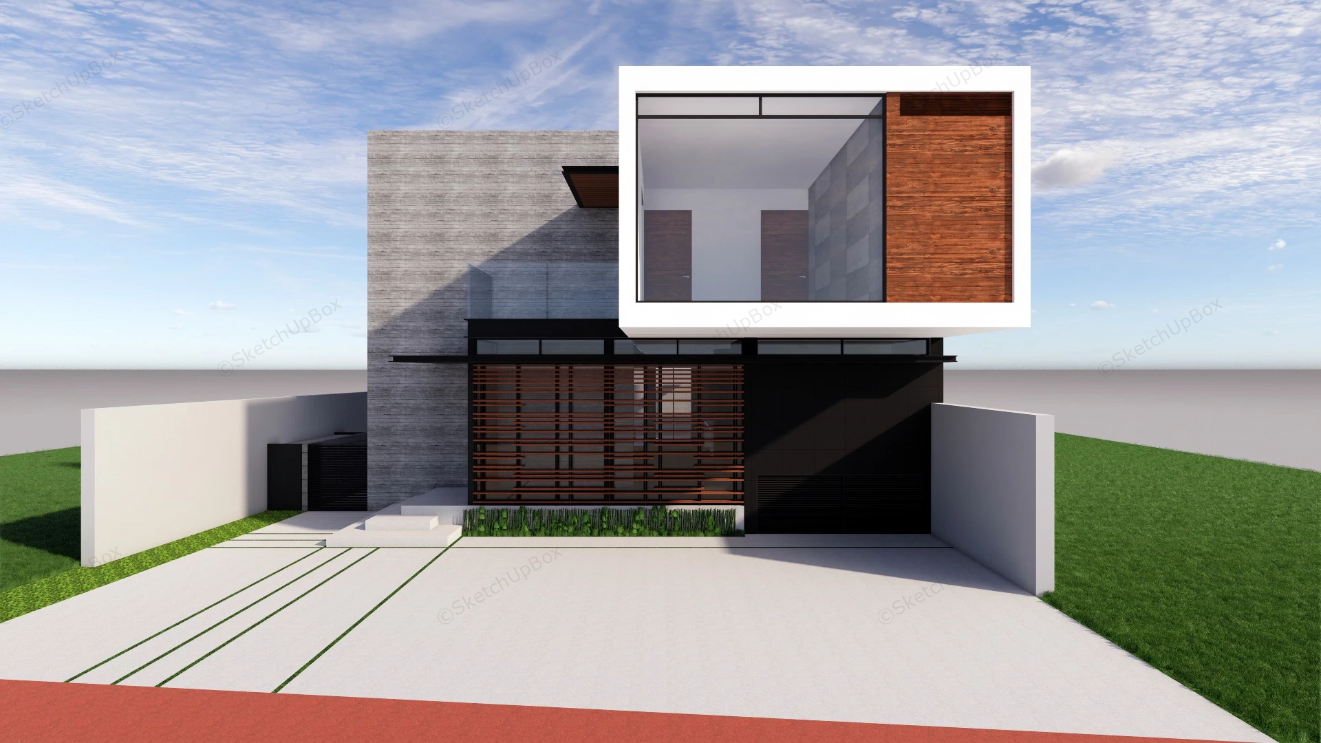 Small Modern House sketchup model preview - SketchupBox