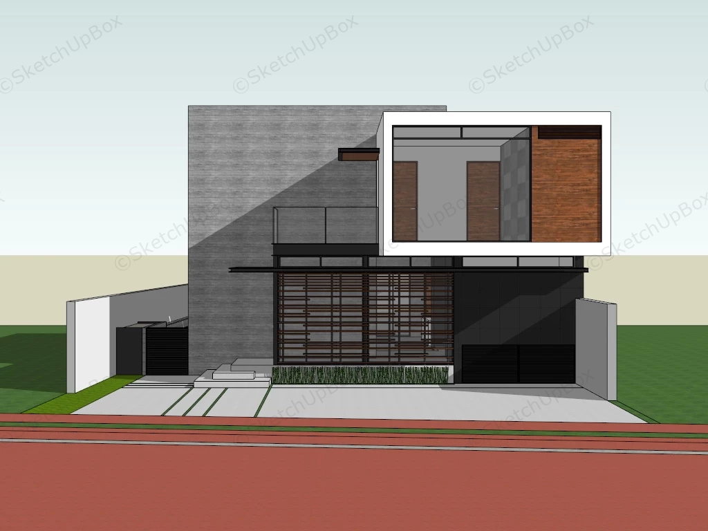 Small Modern House sketchup model preview - SketchupBox