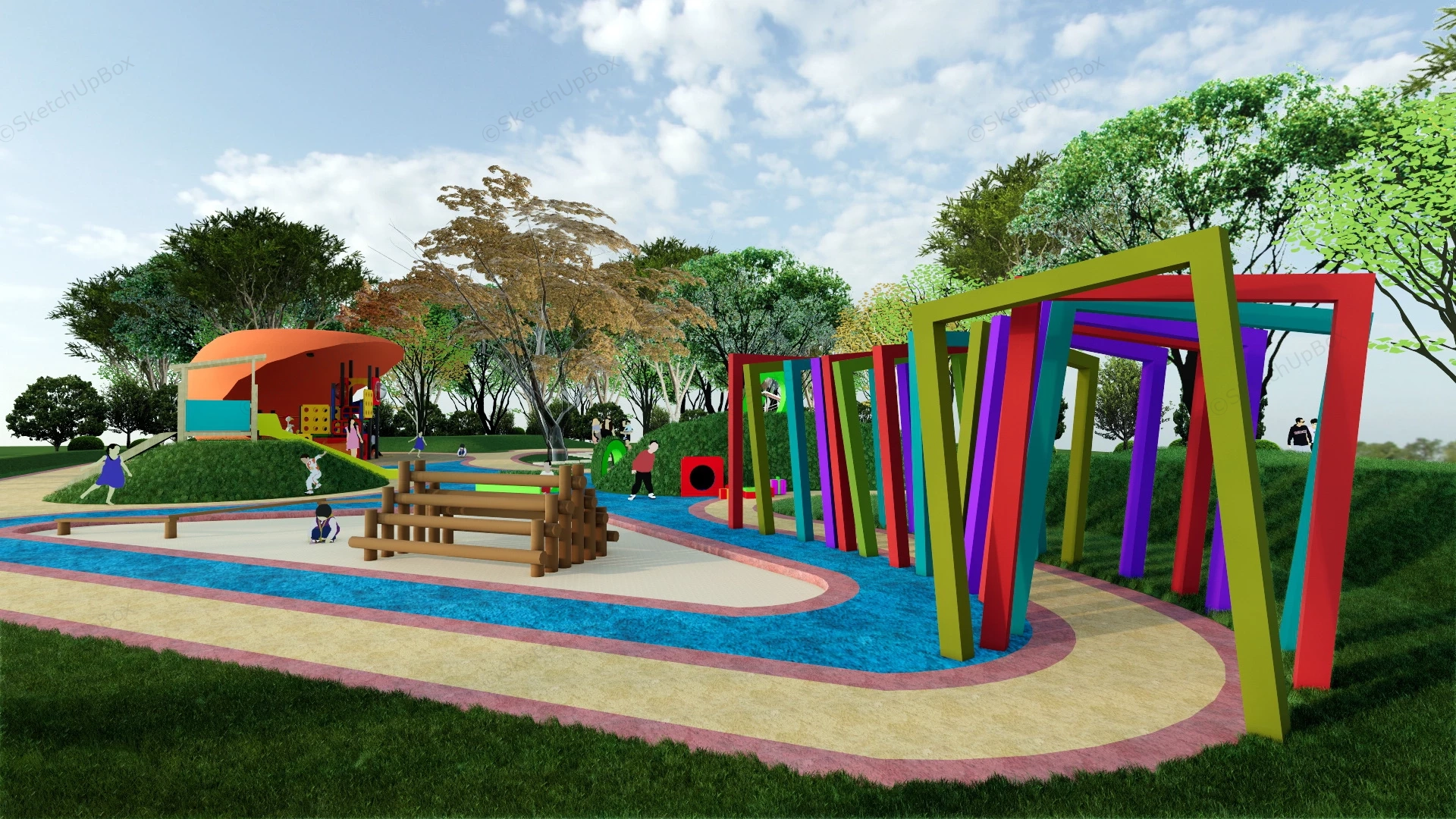 Community Park Playground Design sketchup model preview - SketchupBox