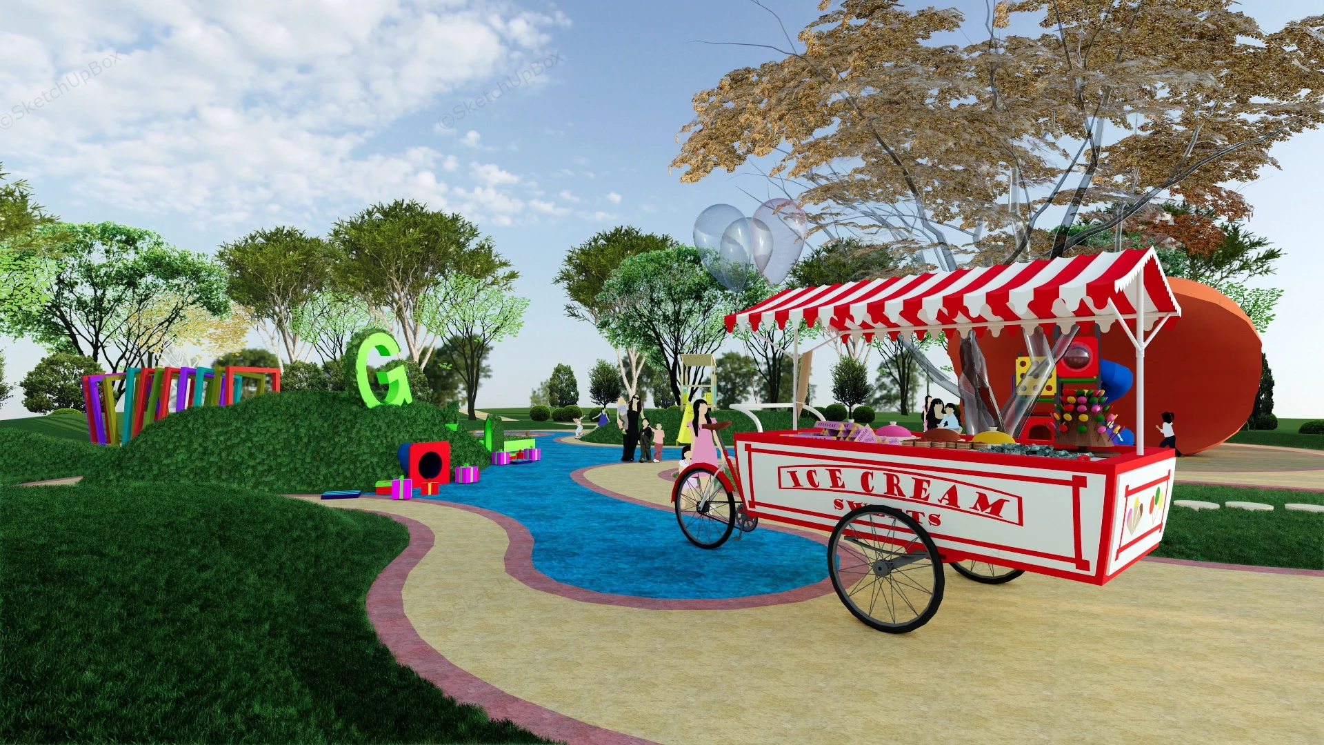 Community Park Playground Design sketchup model preview - SketchupBox