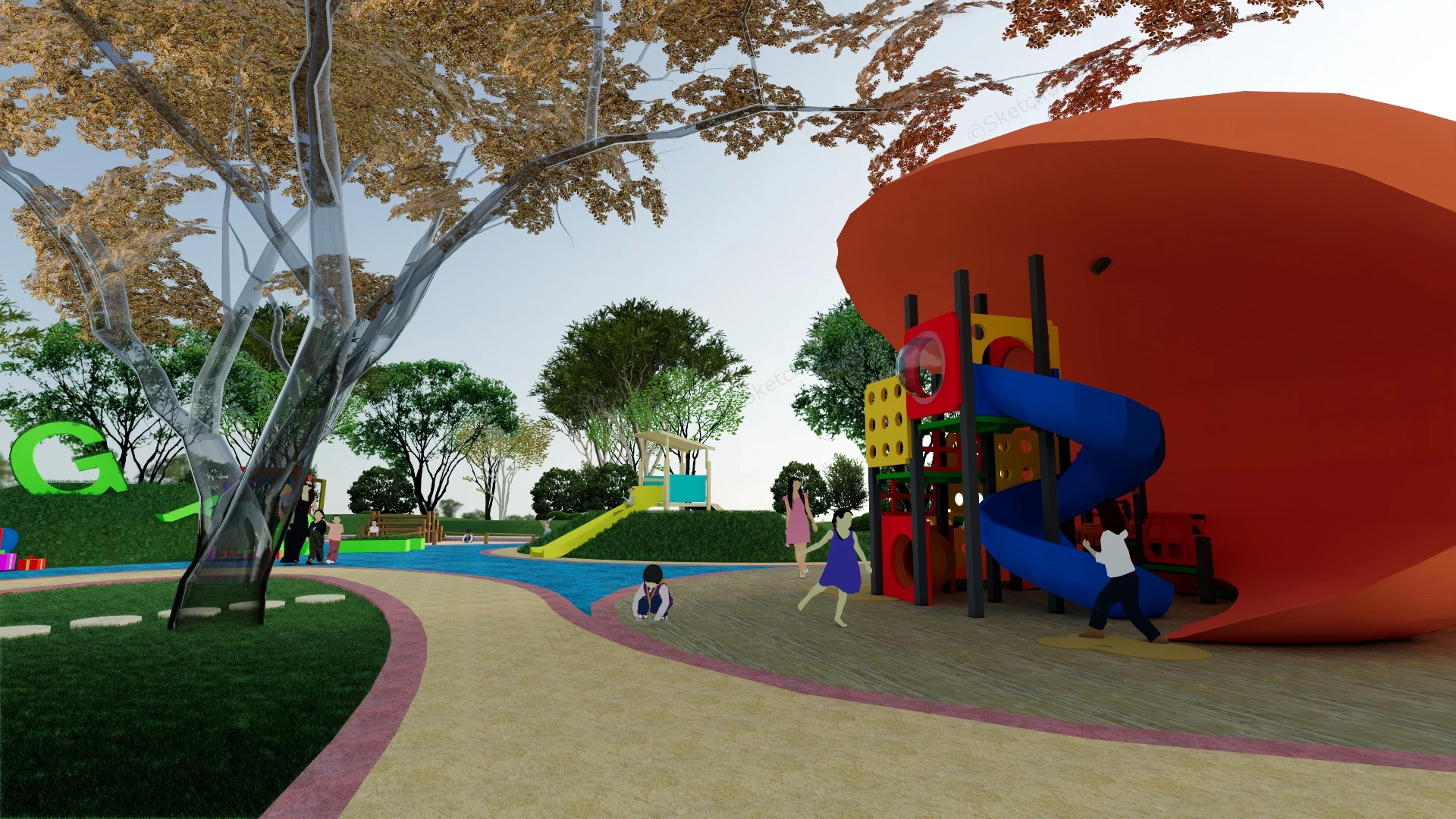 Community Park Playground Design sketchup model preview - SketchupBox