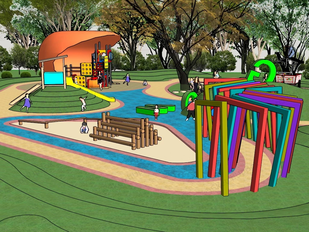 Community Park Playground Design sketchup model preview - SketchupBox