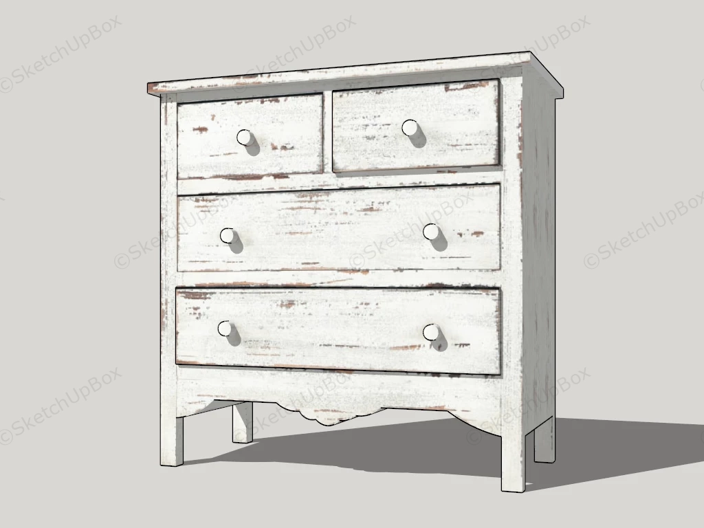 Shabby Chic White Nightstand sketchup model preview - SketchupBox