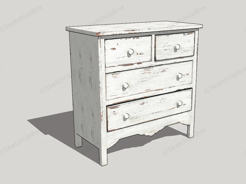 Shabby Chic White Nightstand sketchup model preview - SketchupBox