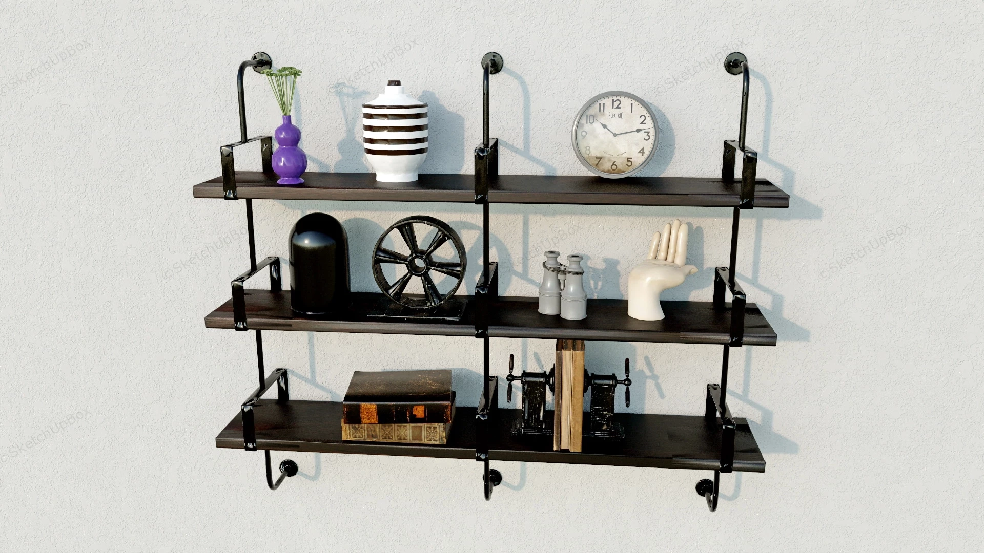 Industrial Pipe Wall Shelf sketchup model preview - SketchupBox