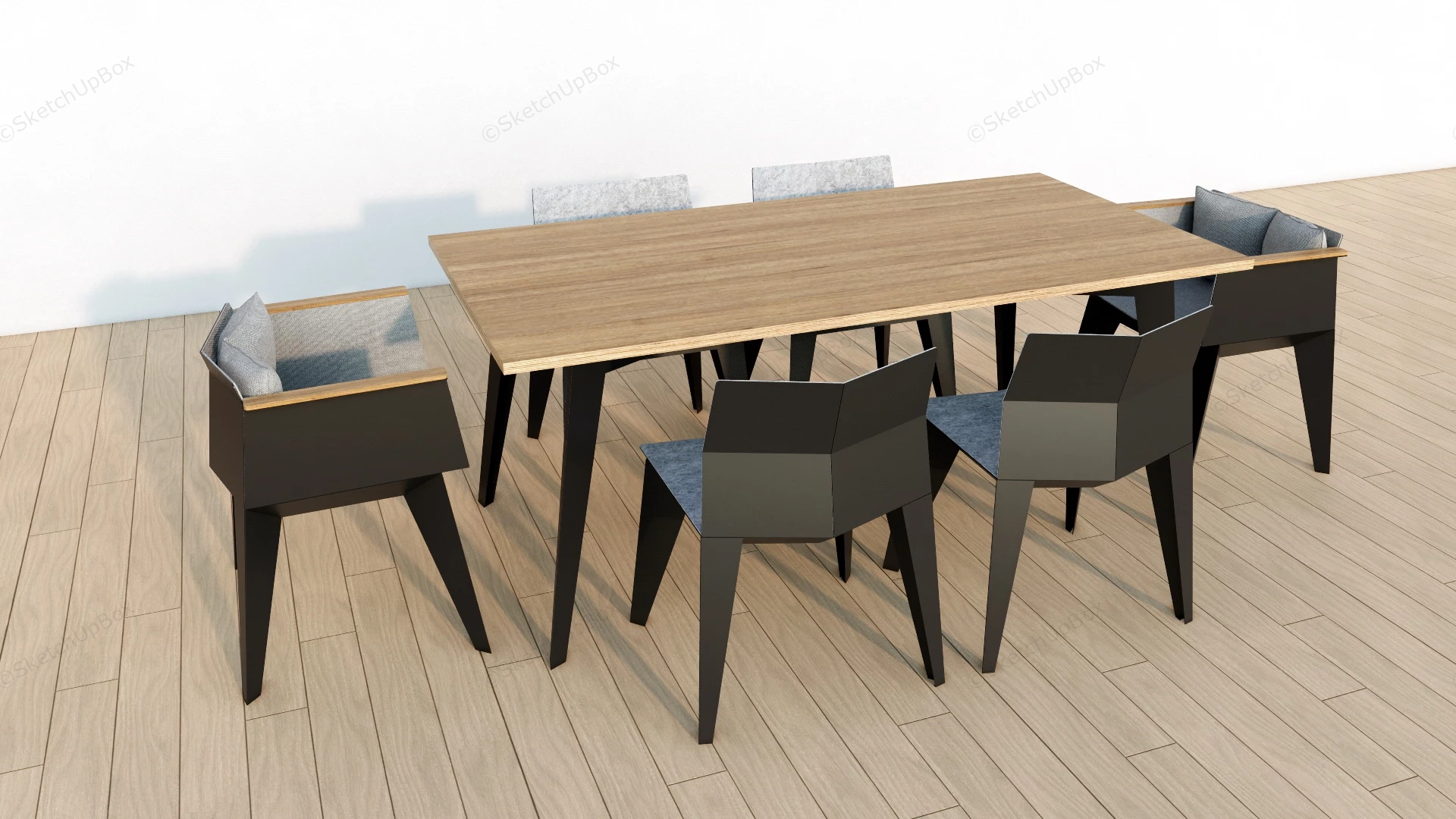 7 Piece Dining Room Set sketchup model preview - SketchupBox