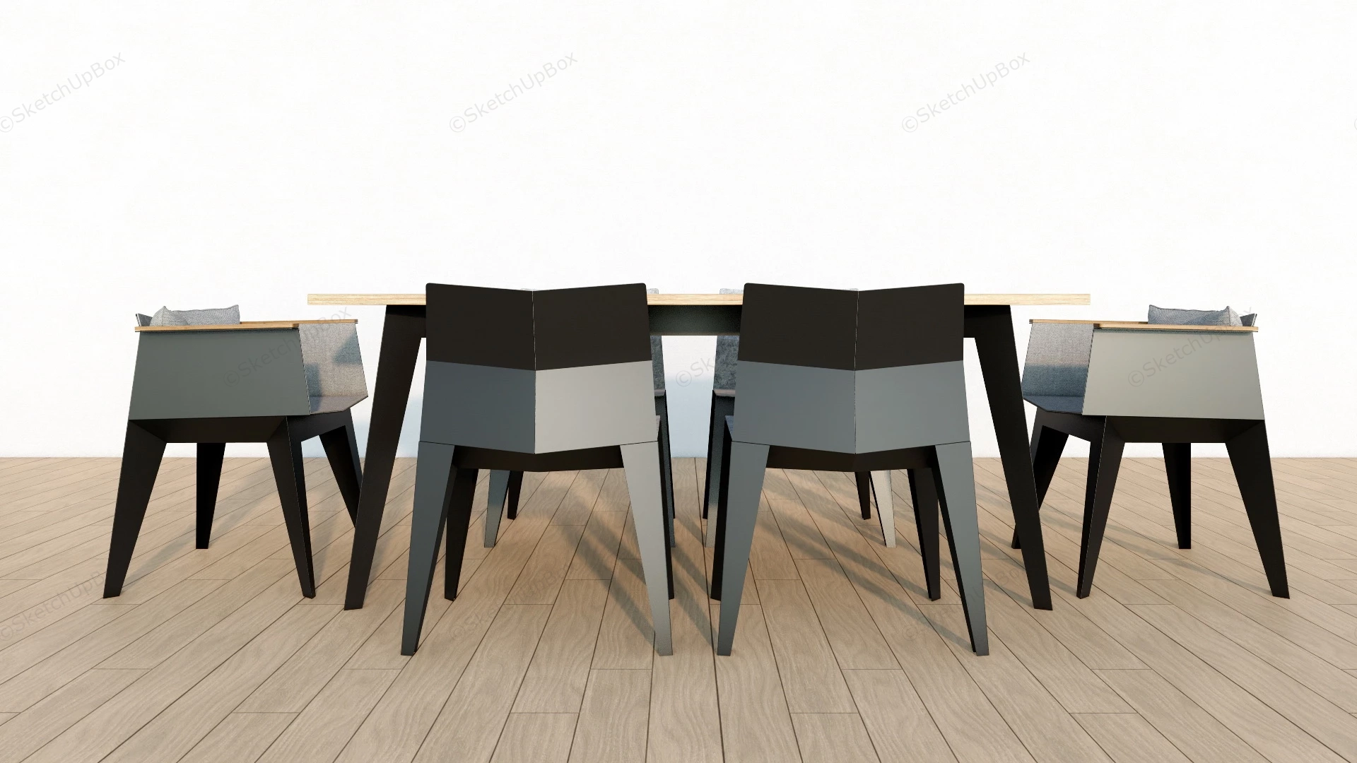 7 Piece Dining Room Set sketchup model preview - SketchupBox