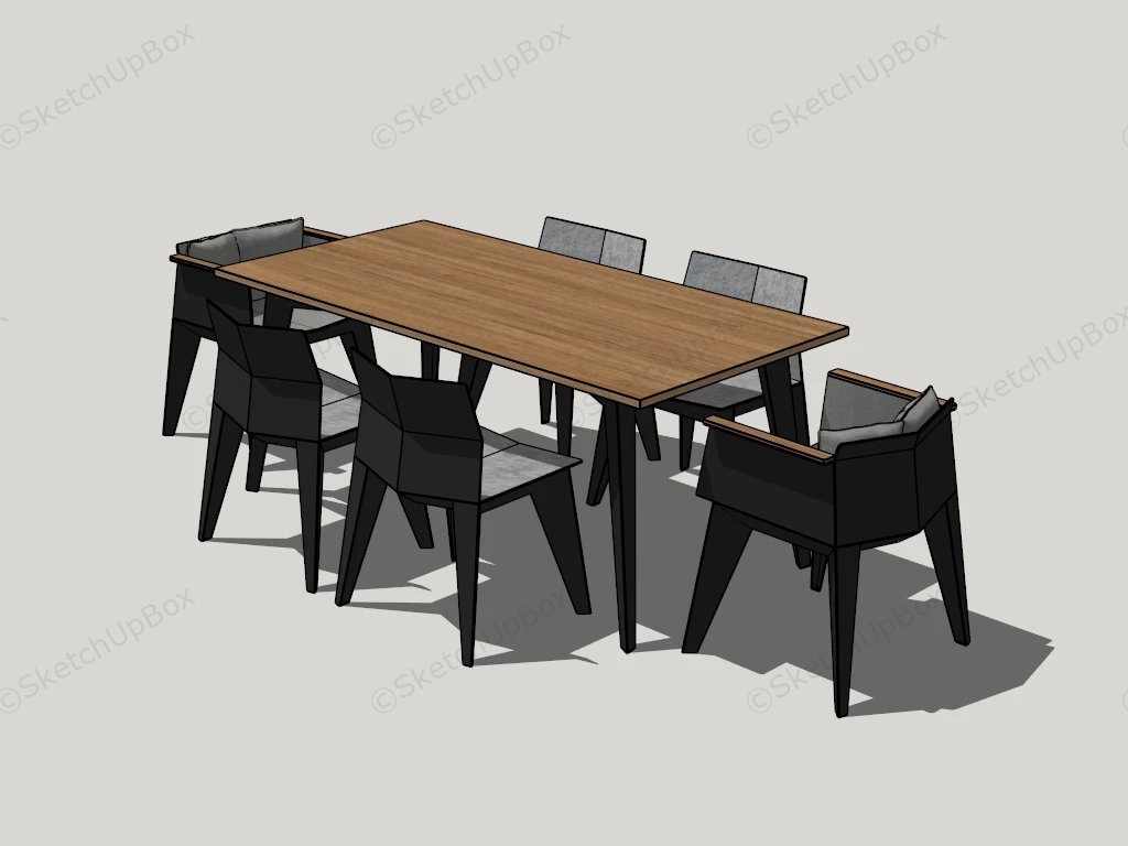 7 Piece Dining Room Set sketchup model preview - SketchupBox