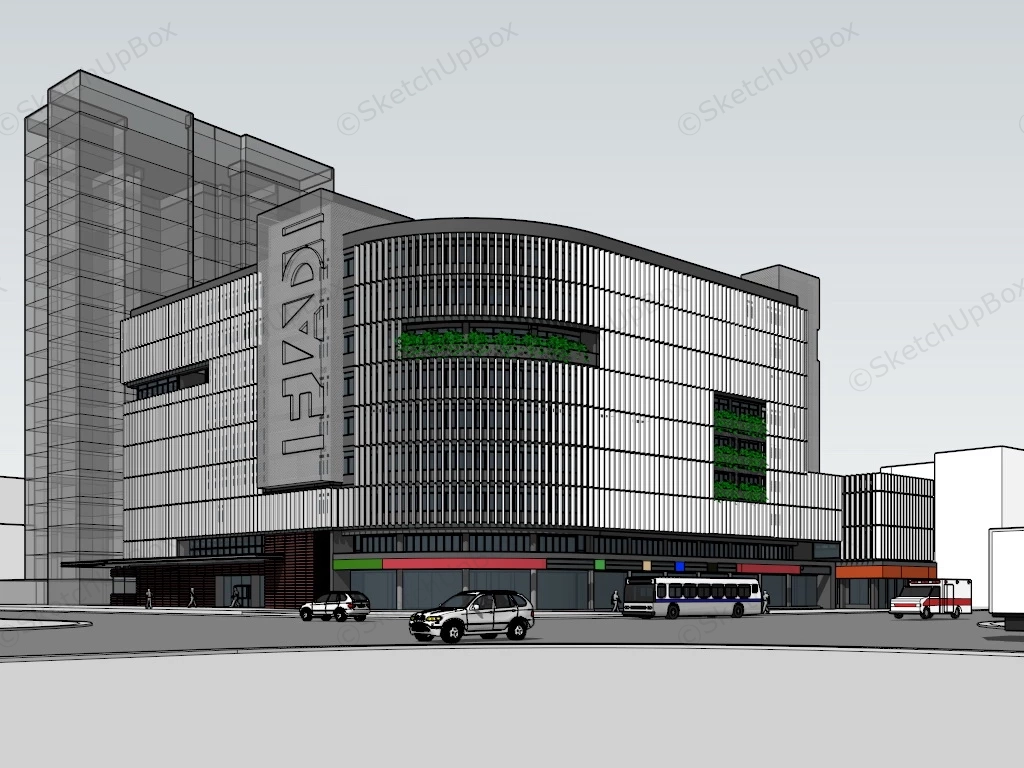 Street Corner Commercial Building sketchup model preview - SketchupBox