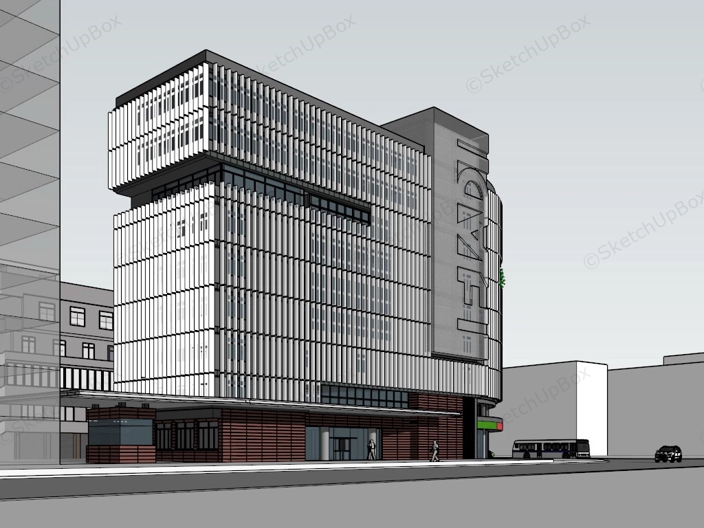 Street Corner Commercial Building sketchup model preview - SketchupBox