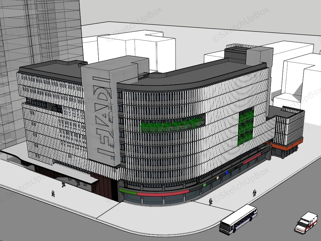 Street Corner Commercial Building sketchup model preview - SketchupBox