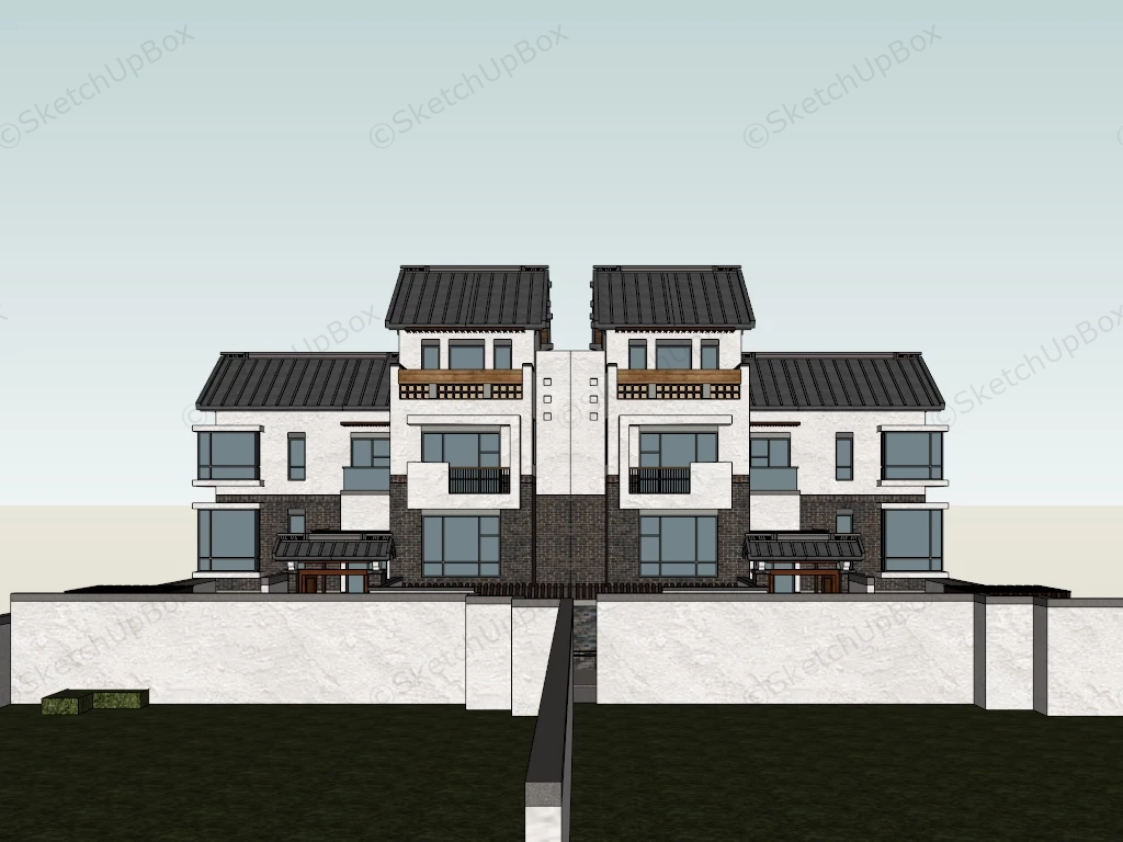 Hui Style Chinese Townhouse sketchup model preview - SketchupBox