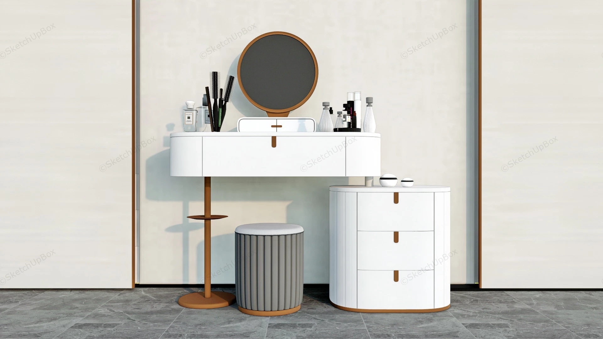 Elegant Bedroom Dressing Table Idea sketchup model preview - SketchupBox