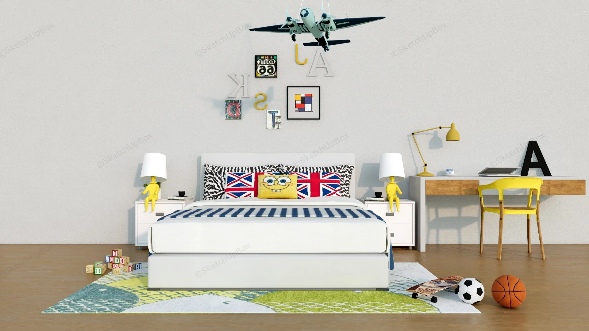 Boys Bedroom Furniture Set sketchup model preview - SketchupBox