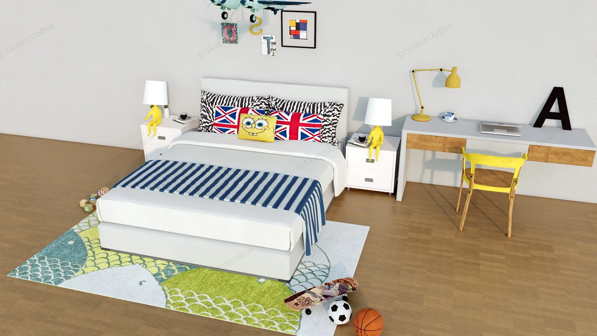 Boys Bedroom Furniture Set sketchup model preview - SketchupBox