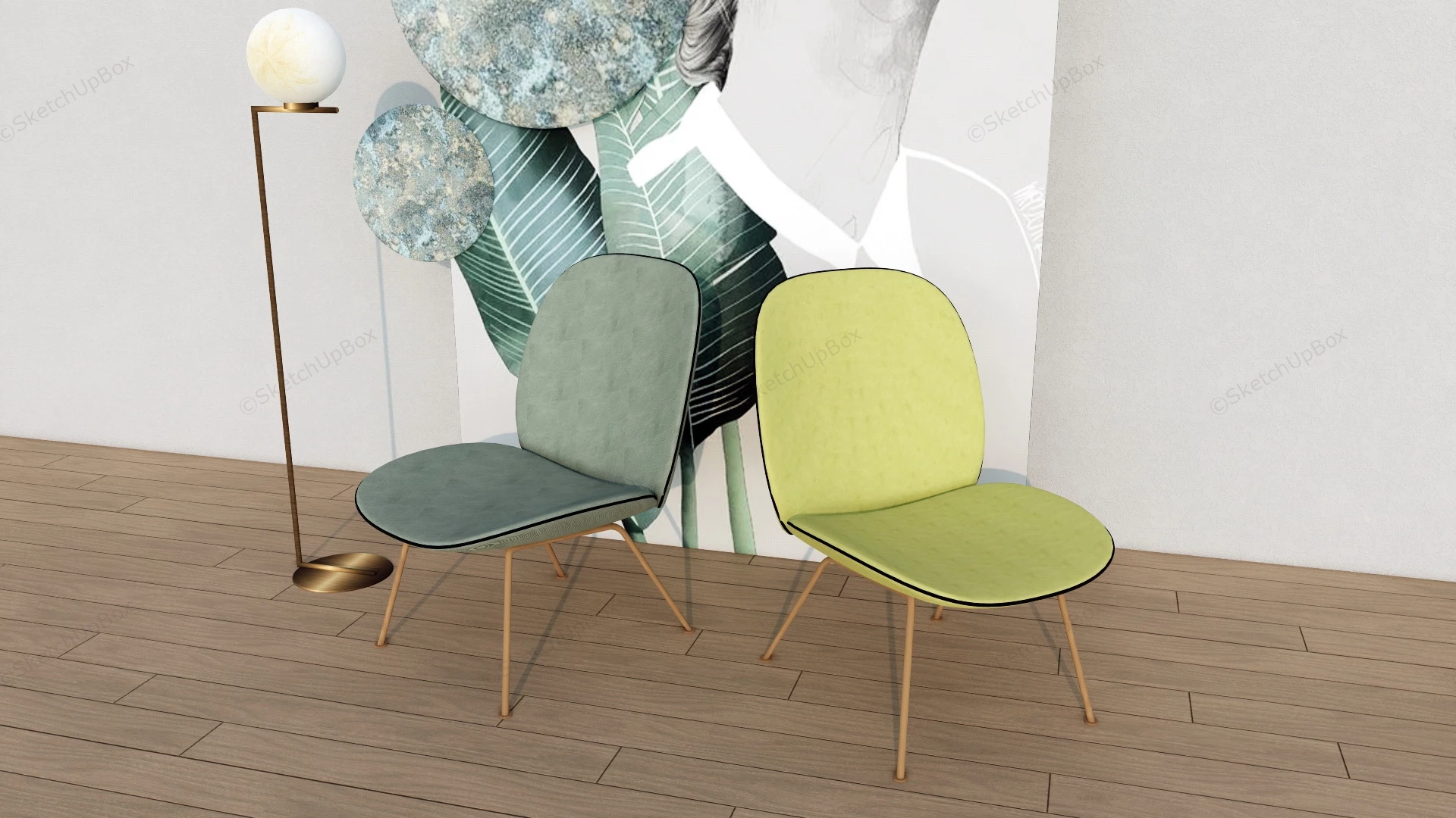 Shell Chair Set sketchup model preview - SketchupBox