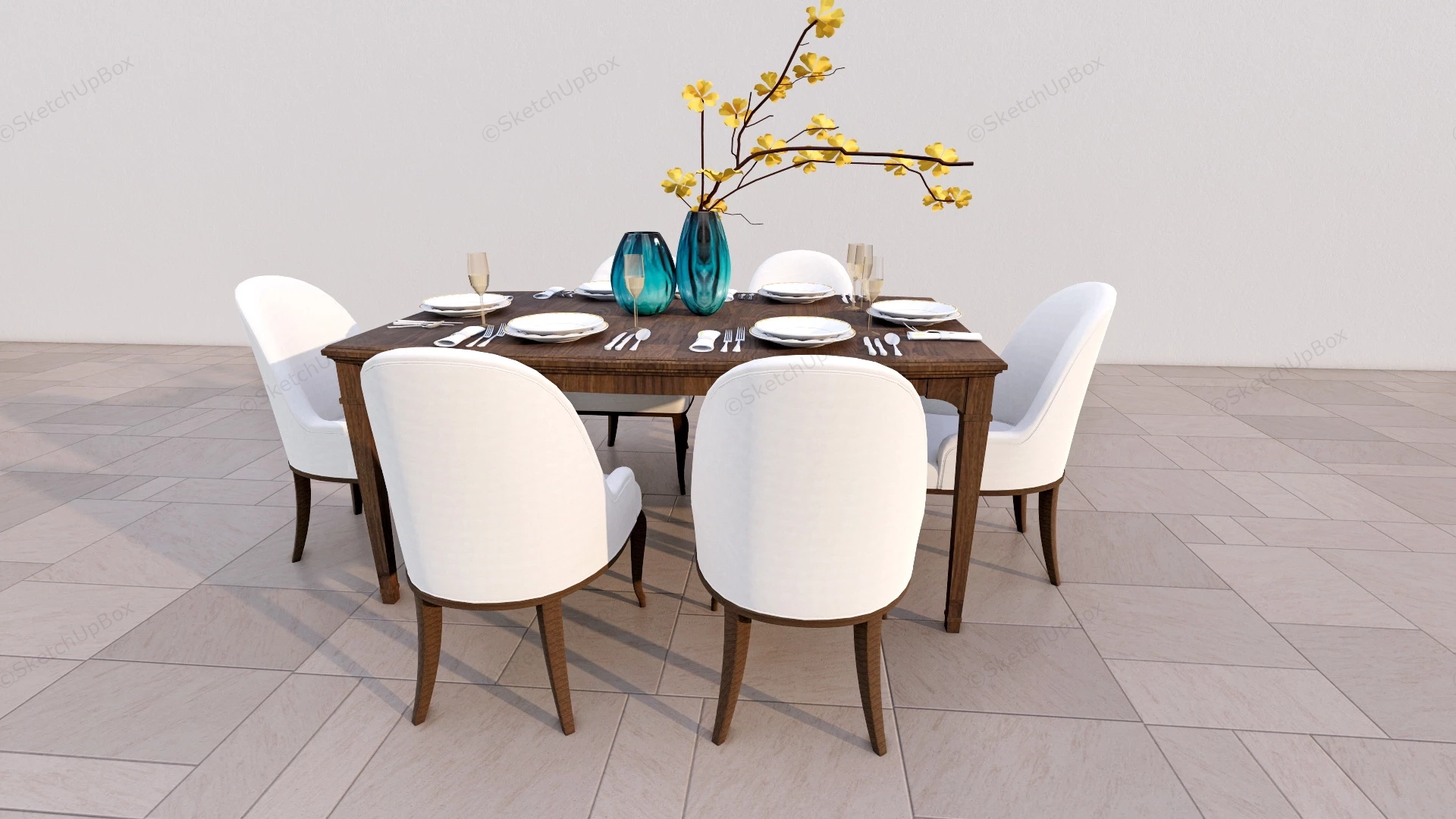 7 Piece Dining Room Set sketchup model preview - SketchupBox