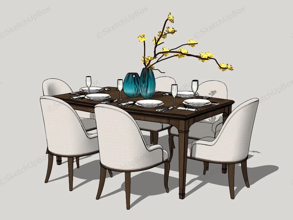 7 Piece Dining Room Set sketchup model preview - SketchupBox