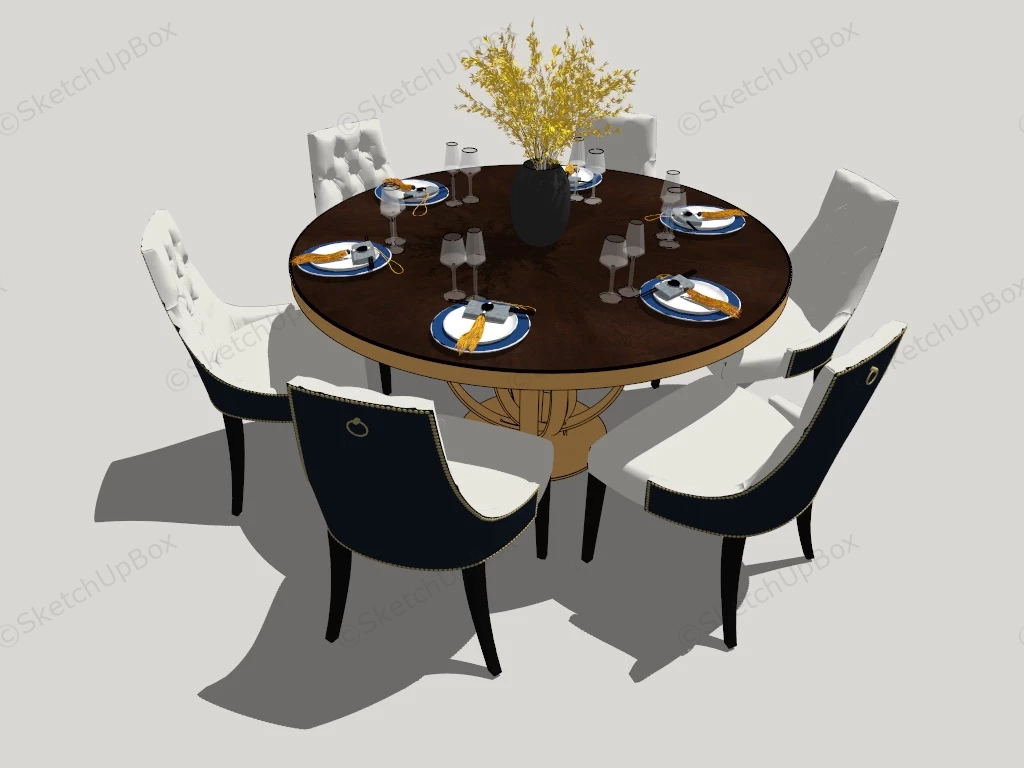 7 Piece Round Dining Set sketchup model preview - SketchupBox