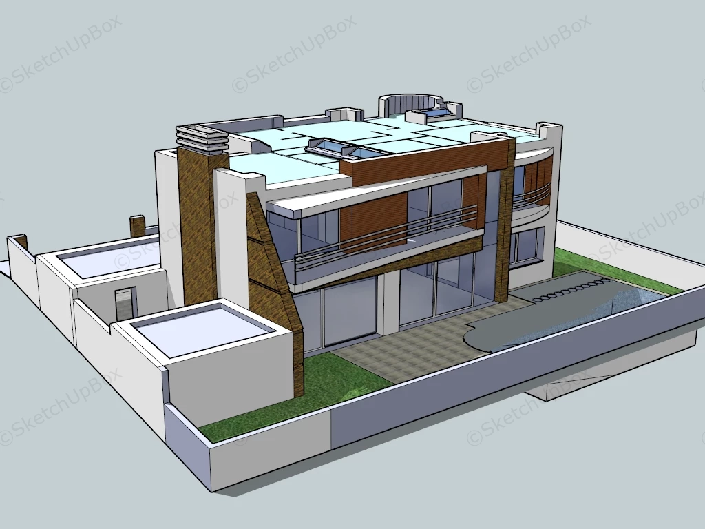 Modern Pool House sketchup model preview - SketchupBox