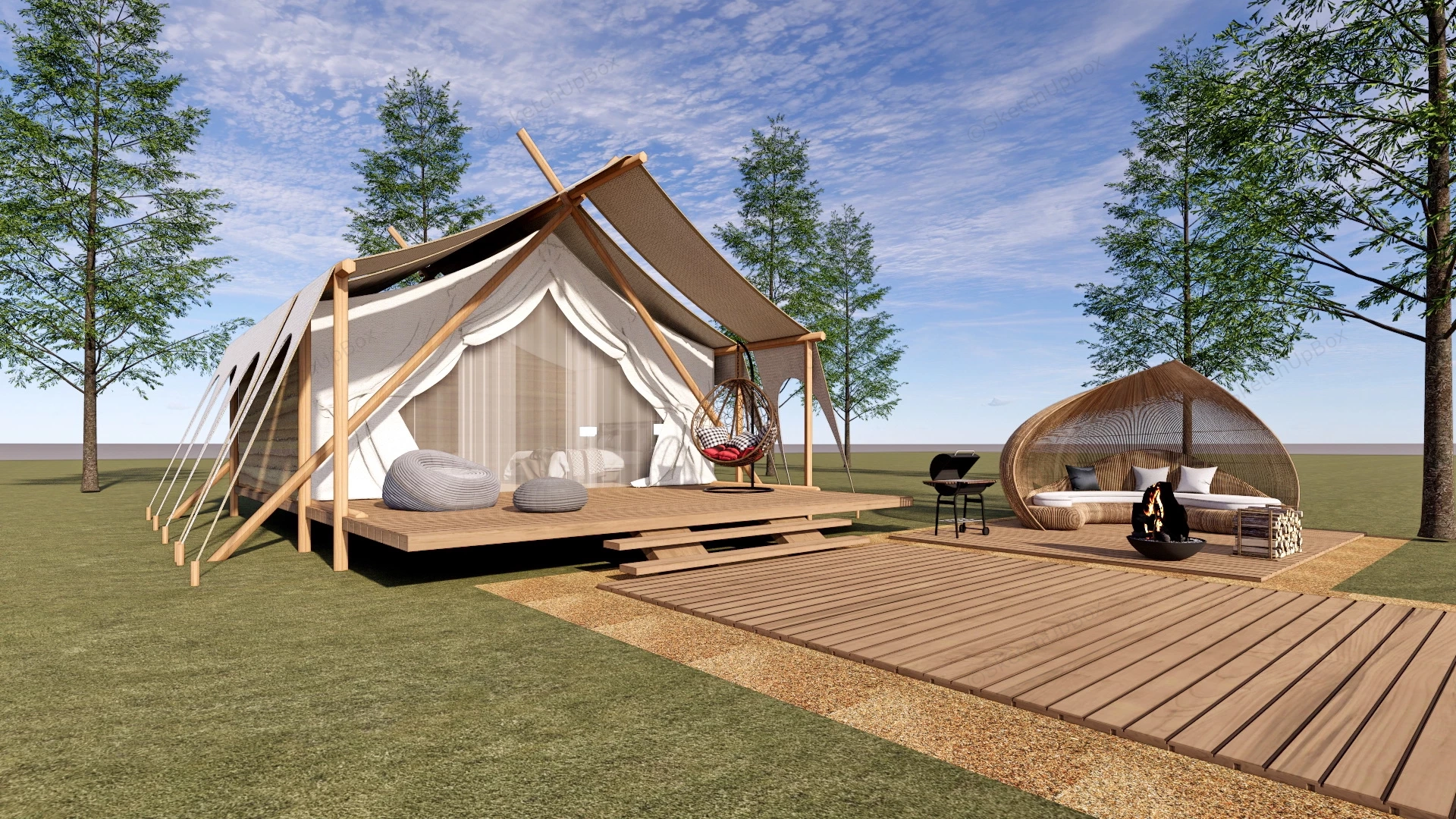 Luxury Glamping Tent sketchup model preview - SketchupBox