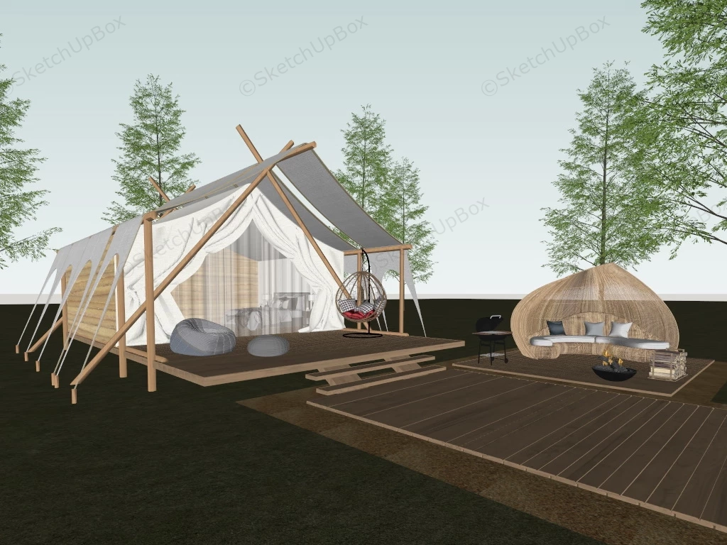 Luxury Glamping Tent sketchup model preview - SketchupBox