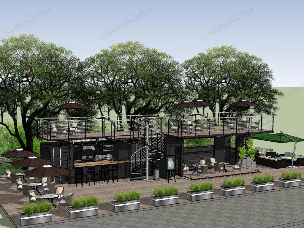 Outdoor Coffee Shop sketchup model preview - SketchupBox