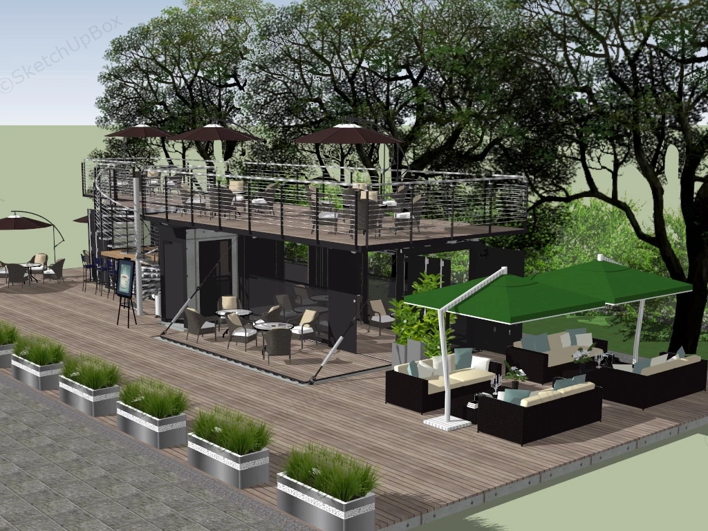 Outdoor Coffee Shop sketchup model preview - SketchupBox