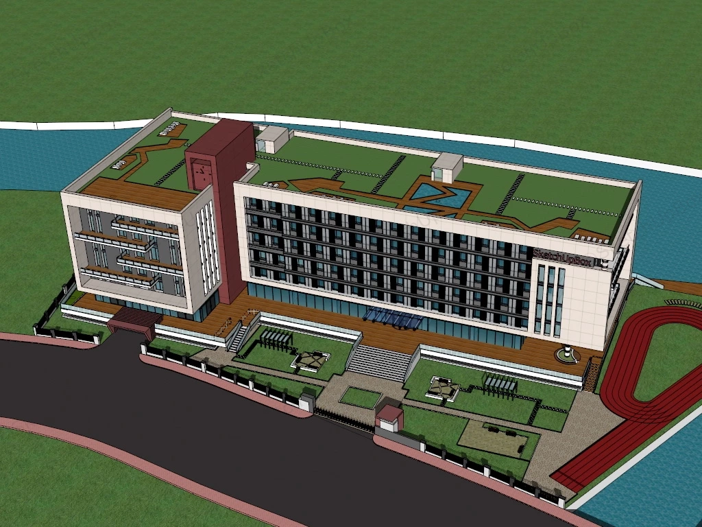 Corporate Office Exterior sketchup model preview - SketchupBox