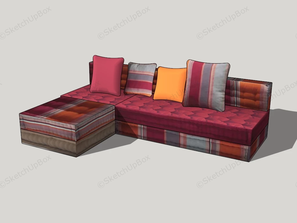 Red Fabric Corner Sofa sketchup model preview - SketchupBox