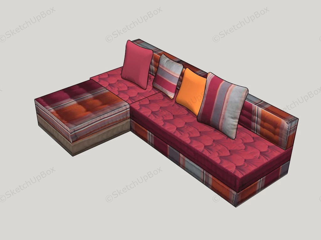 Red Fabric Corner Sofa sketchup model preview - SketchupBox