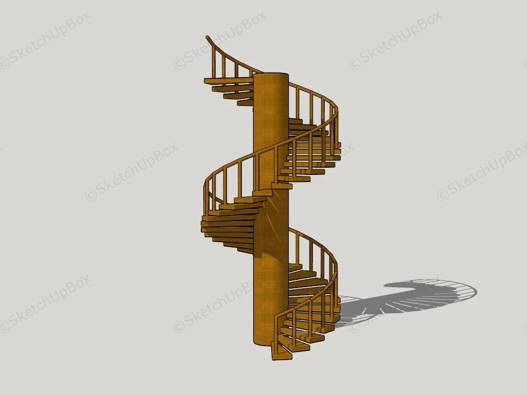 Spiral Staircase With Central Column sketchup model preview - SketchupBox