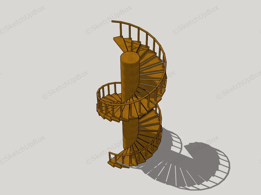 Spiral Staircase With Central Column sketchup model preview - SketchupBox