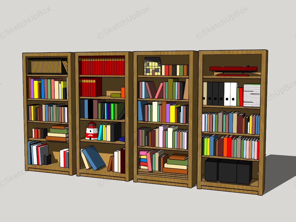 Sectional Wooden Bookcase sketchup model preview - SketchupBox