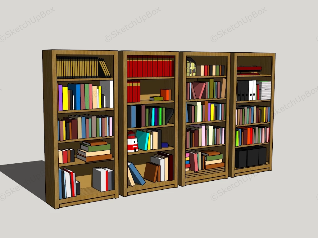 Sectional Wooden Bookcase sketchup model preview - SketchupBox