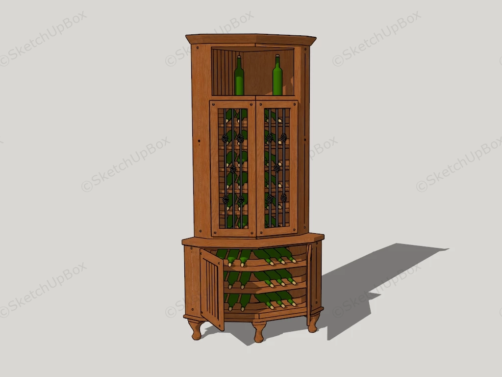 Corner Bar Cabinet Wine Rack sketchup model preview - SketchupBox