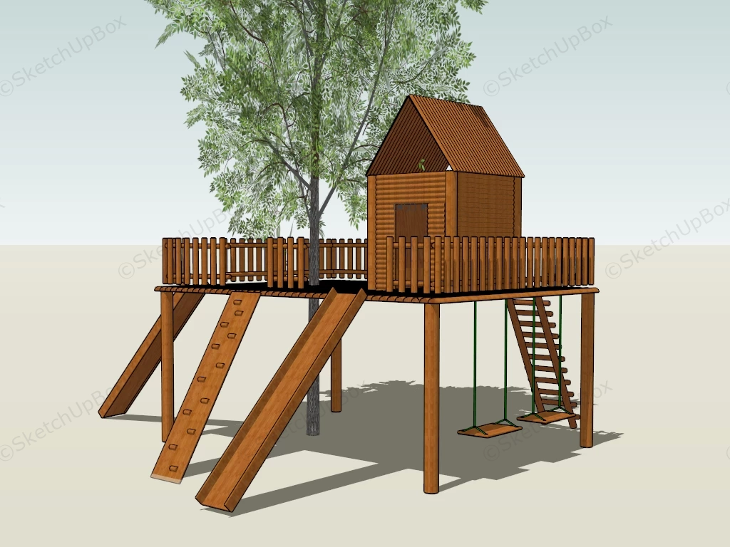 Backyard Treehouse Playground sketchup model preview - SketchupBox