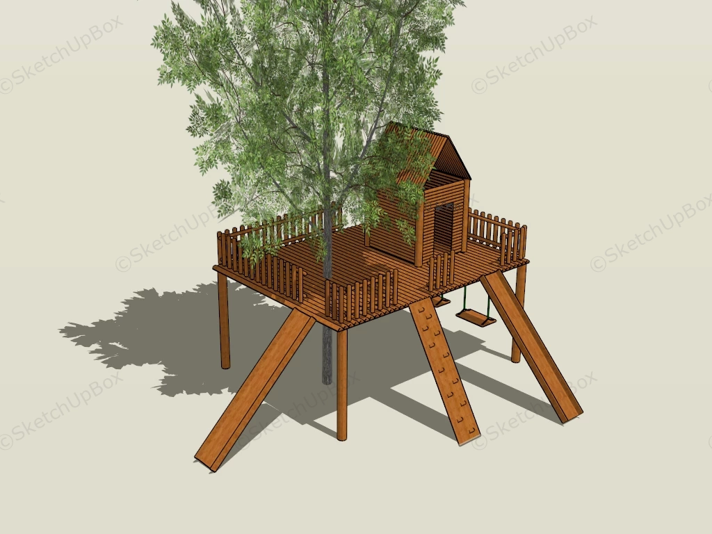 Backyard Treehouse Playground sketchup model preview - SketchupBox