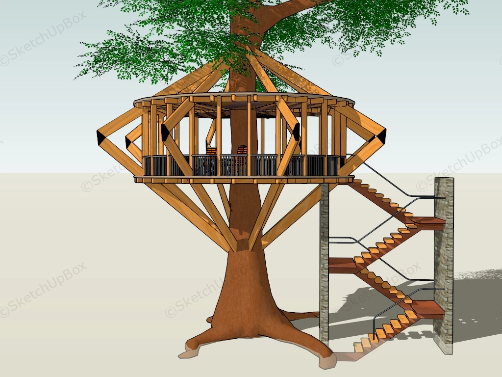 Treehouse Gazebo Design sketchup model preview - SketchupBox