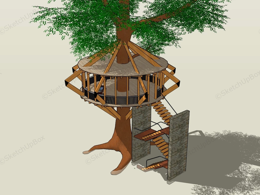 Treehouse Gazebo Design sketchup model preview - SketchupBox