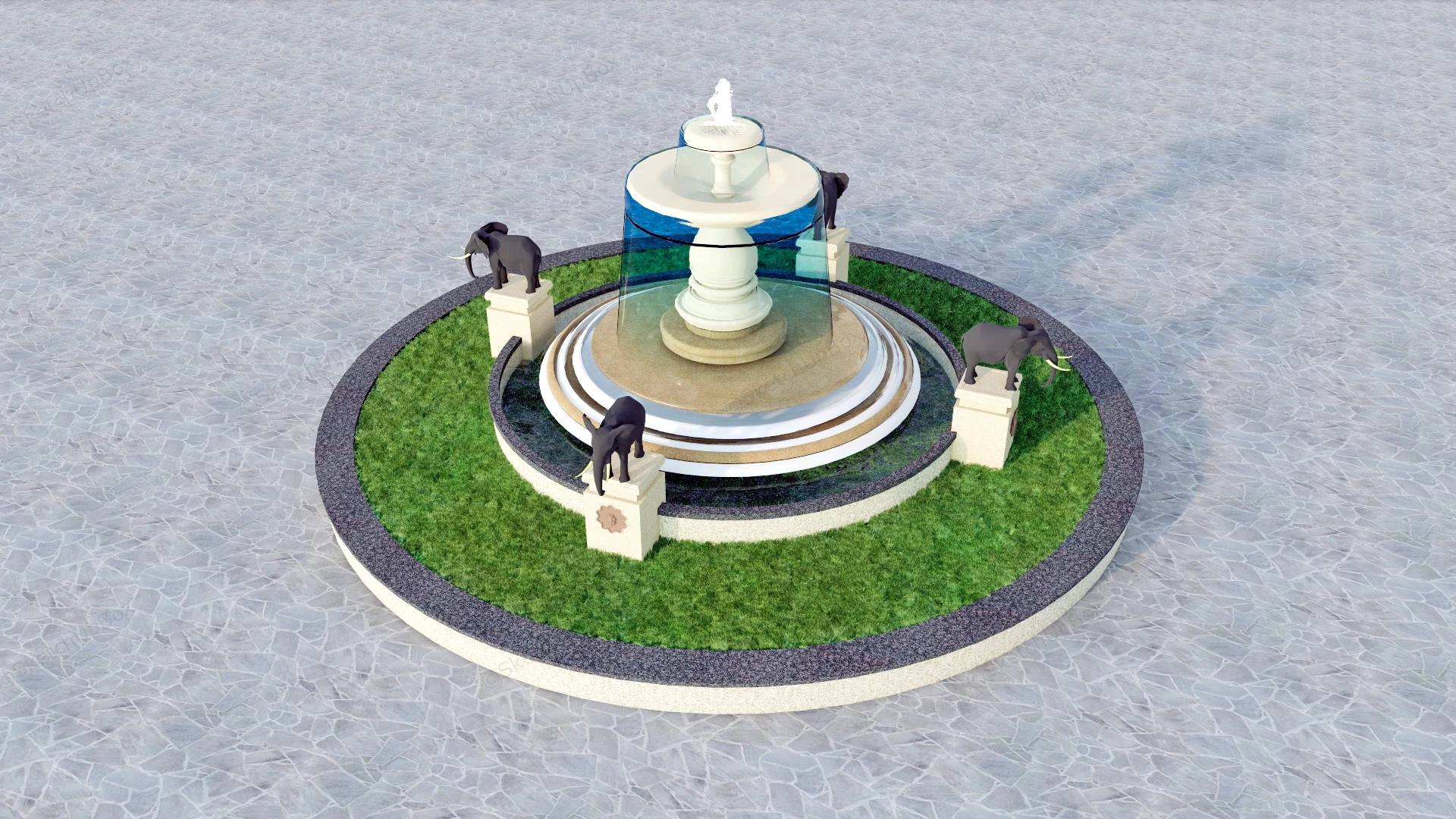 Large European Style Fountain sketchup model preview - SketchupBox