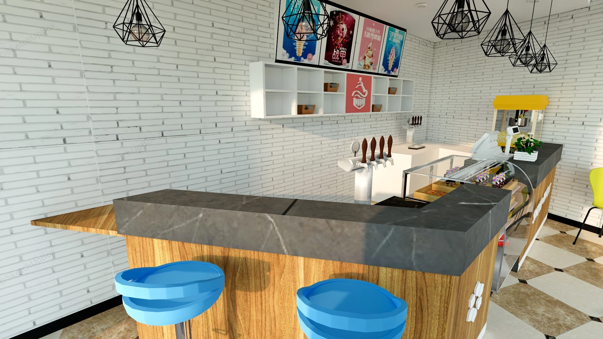 Milk Tea Shop Design sketchup model preview - SketchupBox