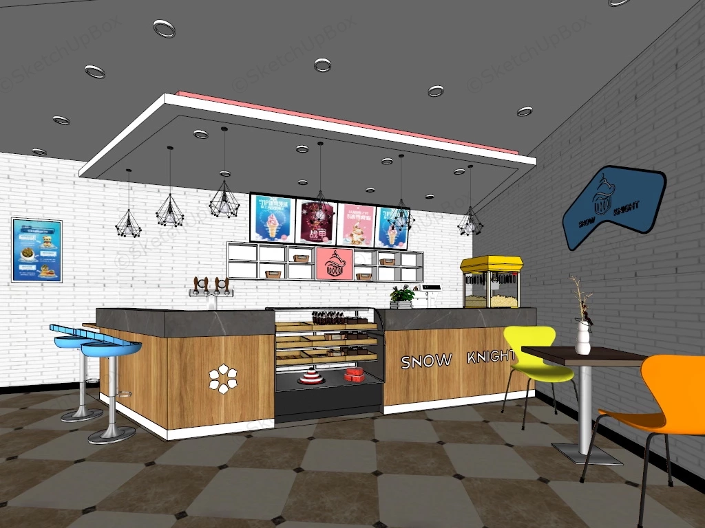 Milk Tea Shop Design sketchup model preview - SketchupBox