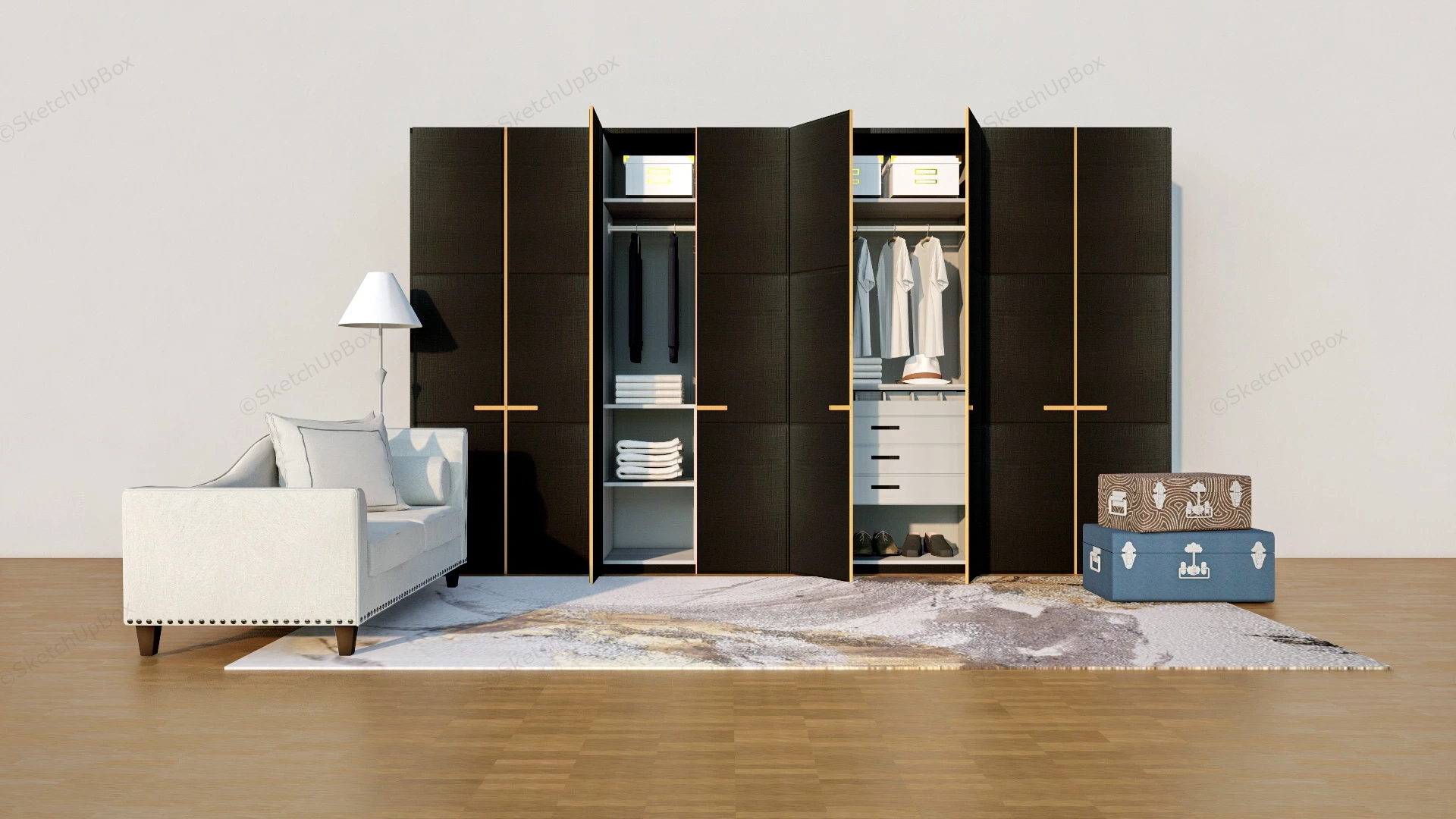 Black Armoire Wardrobe sketchup model preview - SketchupBox