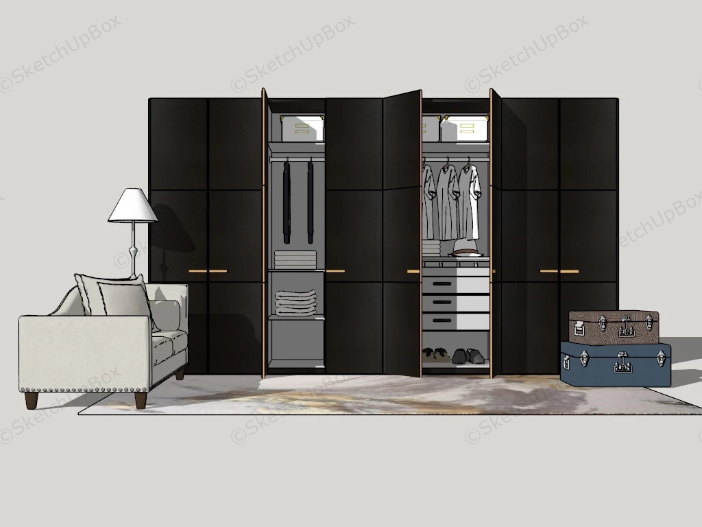 Black Armoire Wardrobe sketchup model preview - SketchupBox