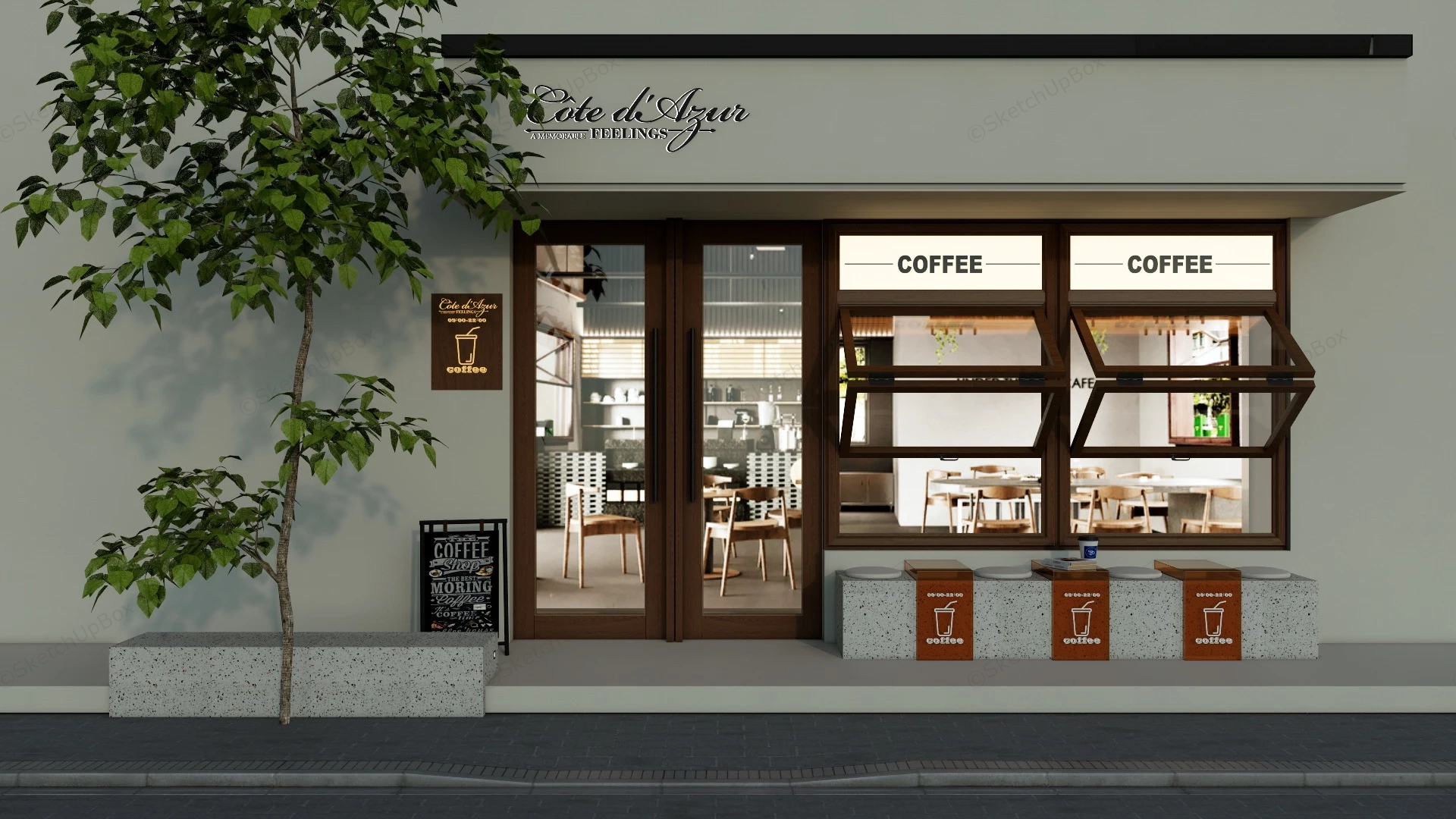 Small Town Coffee Shop Storefront sketchup model preview - SketchupBox