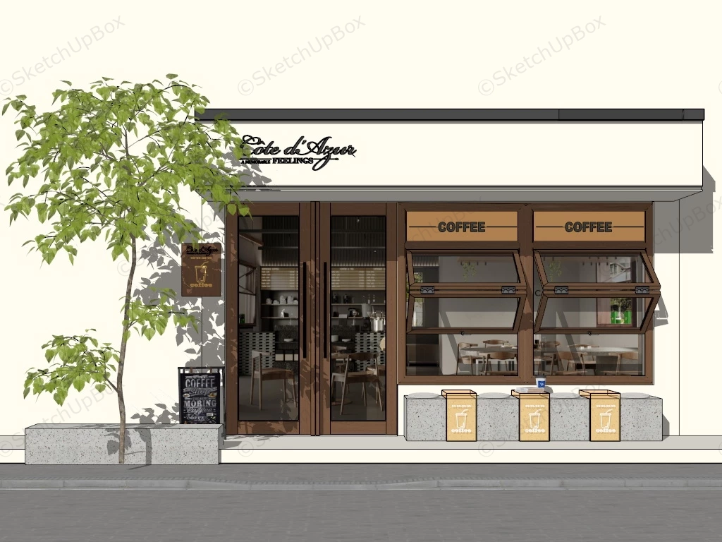 Small Town Coffee Shop Storefront sketchup model preview - SketchupBox